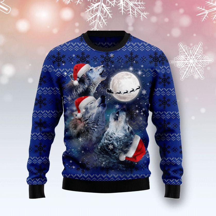 Wolf Moon In Christmas Ugly Sweater