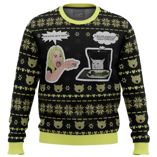 Woman Yelling At Cat Meme Sweater Gift For Christmas