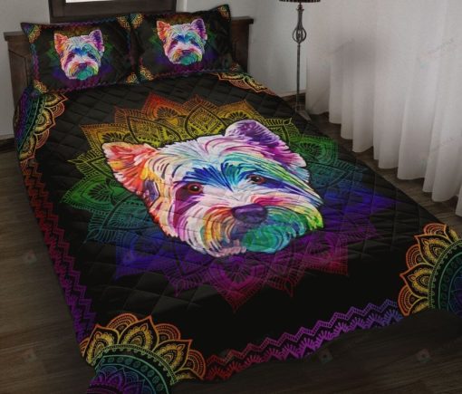 Yorkshire Terrier Colorful Mandala Quilt Bedding Set