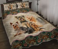 Yorkshire Terrier Family Vintage Mandala Quilt Bedding Set