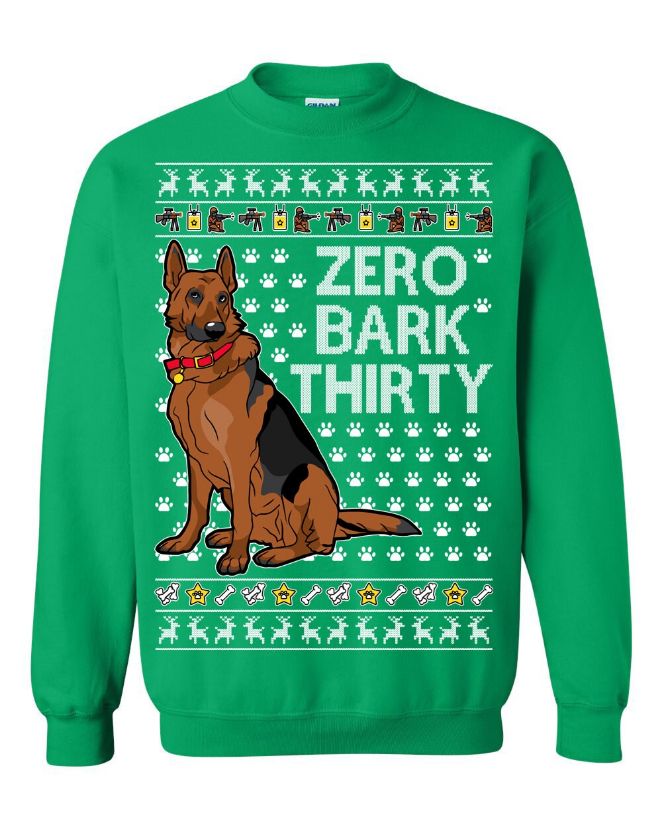 Zero Bark Thirty Dog Santa Claus Ugly Christmas Sweater