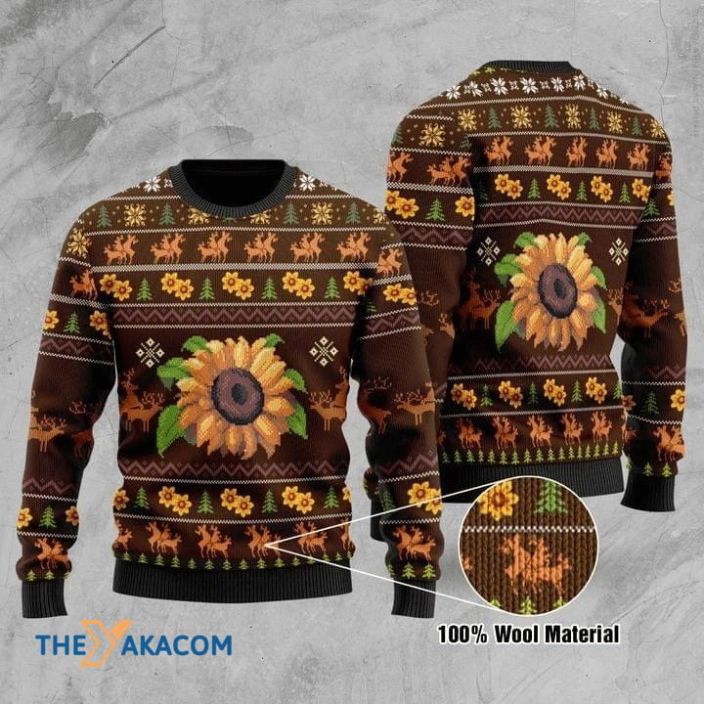 All Over Printed Sweater Sunflower  Christmas