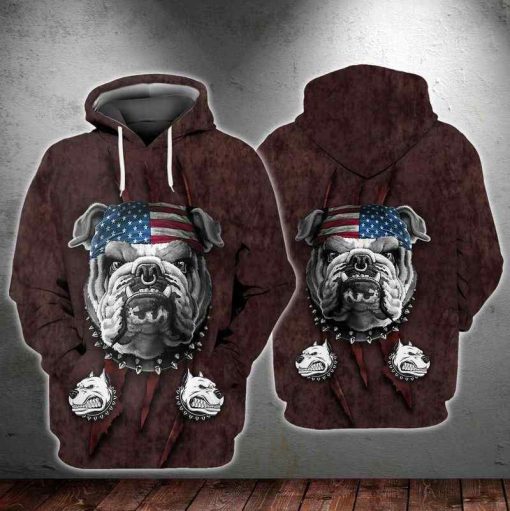 American Bull Dog All Over For Dog Lovers US Unisex Size Hoodie