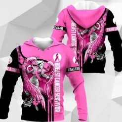 Angel Survivor October Pink For Girl Woman Breast All Over Print Hoodie
