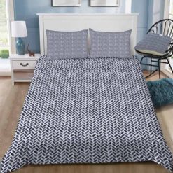 Arcadia Watercolor Herringbone In Indigo Bedding Set