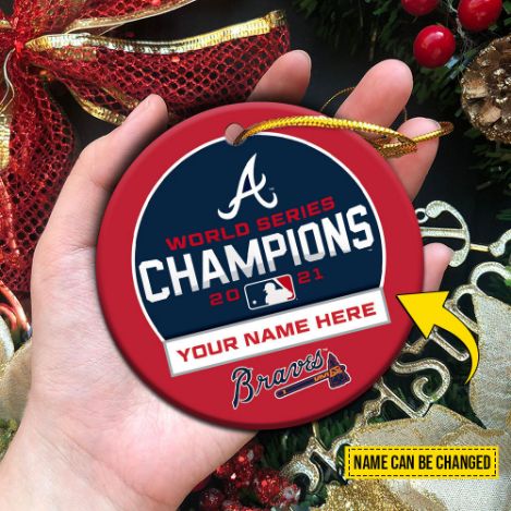 Atlanta Braves Mlb World Series Champions Christmas Ceramic Ornament