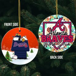 Atlanta Braves World Series Holiday Snoopy Champions Christmas Double Sides Ornament