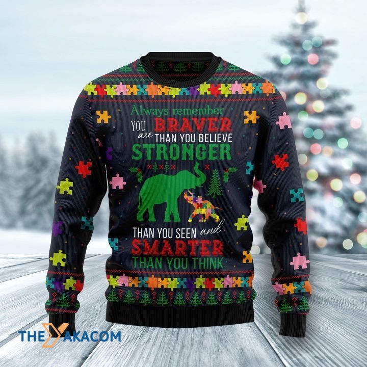 Autism Elephants You Are Braver 3D Sweater