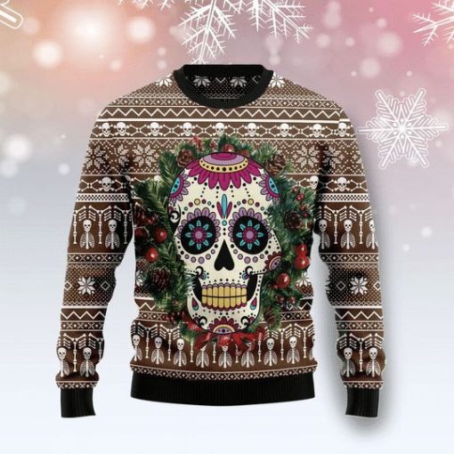 Awesome Sugar Skull Christmas Sweater 3D