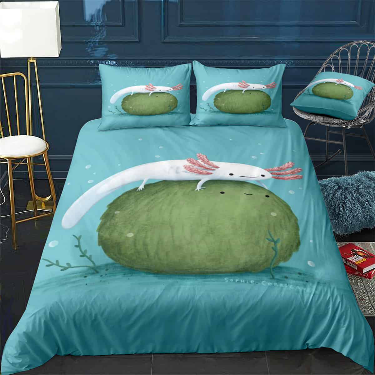 Axolotl On A Mossball Bedding Set