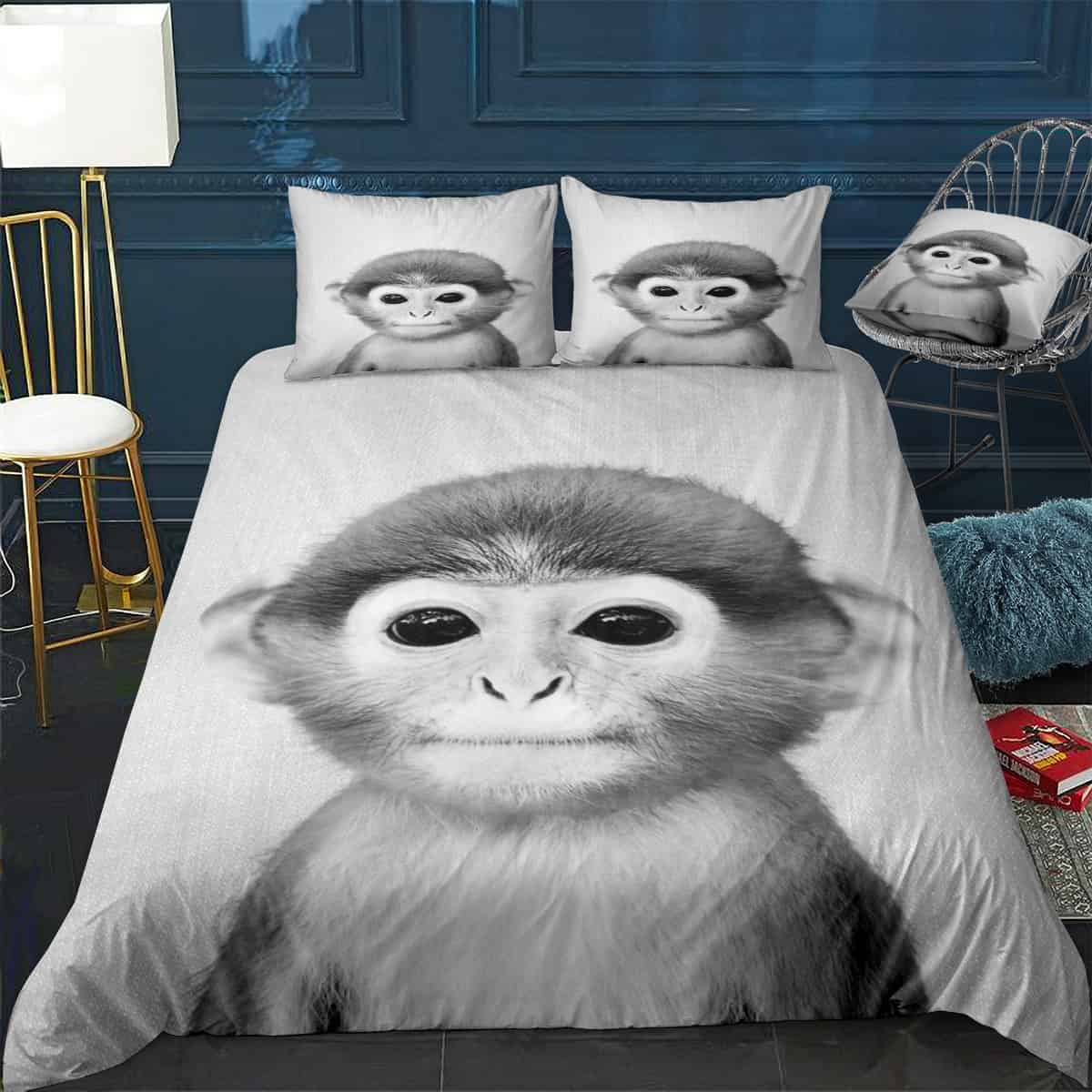 Baby Monkey Bw Bedding Set