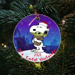 Baby Snoopy Yoda It’s Cold Outside Christmas Ceramic Ornament