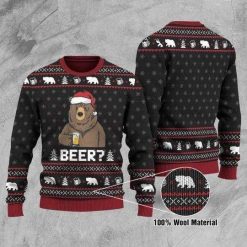 Bear With Beer We Bare Beer Vintage 3D Xmas Sweater