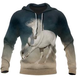 Beautiful Horse All Over Print Blue Unisex Hoodie