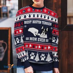 Best Boston Terrier Mom Ever 3D Christmas Sweater