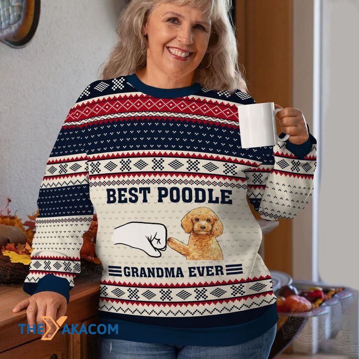 Best Poodle Grandma Ever 3D Christmas Sweater