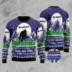 Bigfoot Champion And Awesome Pattern Ugly 3D Christmas Sweater