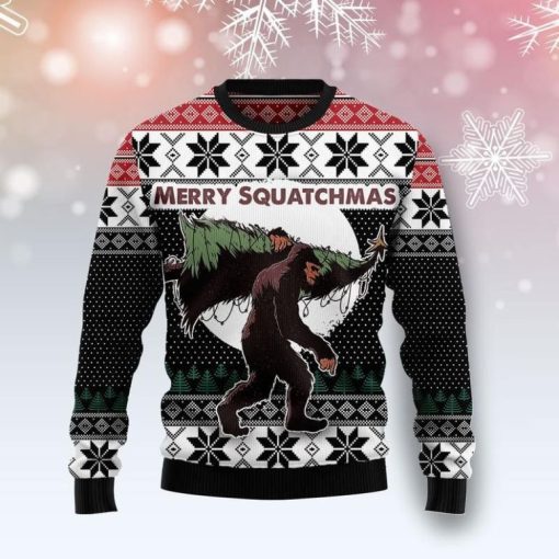 Bigfoot Squatchmas All Over Printed Xmas Sweater