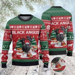 Black Angus Cattle Lovers Awesome 3D Xmas Sweater