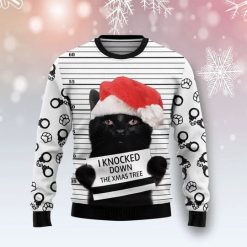 Black Cat Knocked Down 3D Christmas Sweater