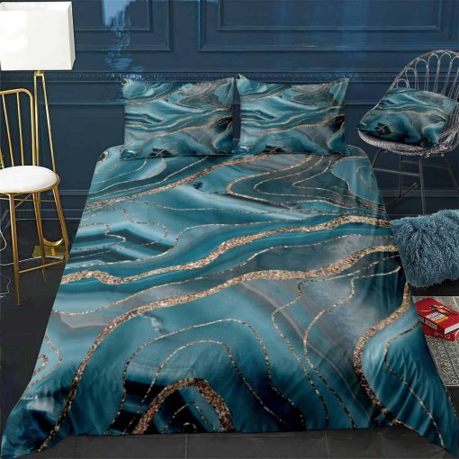 Blue Gray Agate Glitter 1 Bedding Set