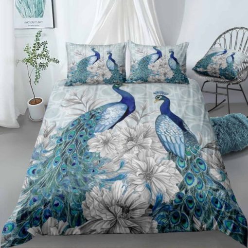 Blue Peacocks Bedding Set