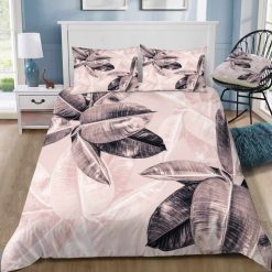 Blush Pink Leaf Pattern Bedding Set