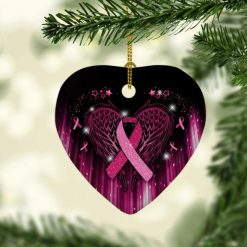 Breast Cancer Awareness Ribbon Christmas Ceramic Ornament