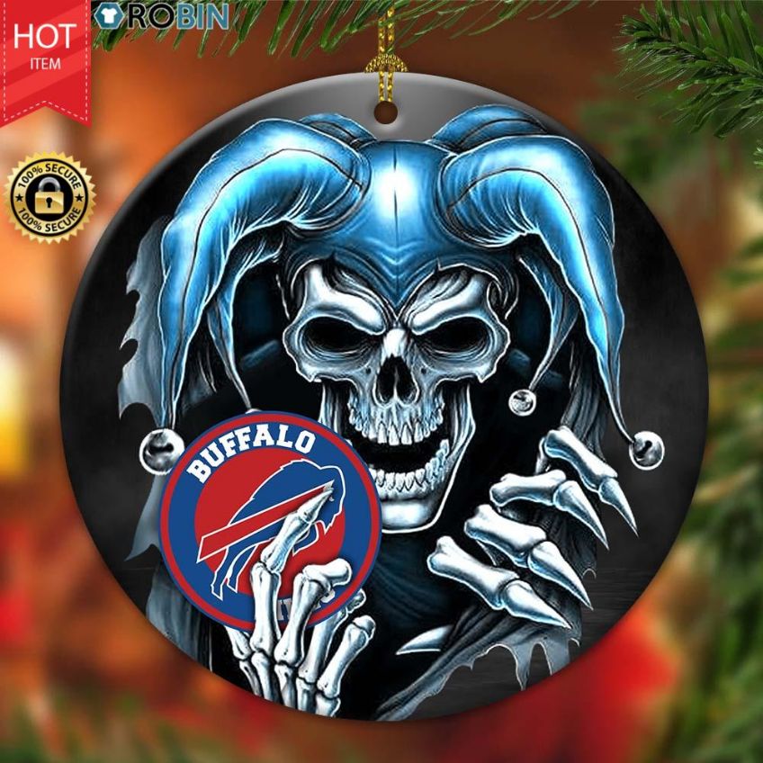 Buffalo Bills Nfl Skull Joker Christmas Ceramic Ornament