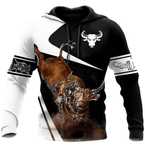 Bull Riding All Over Printed Hoodie JJ NT