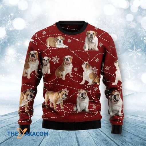 Bulldog Stick Out Tongue Xmas 3D Sweater