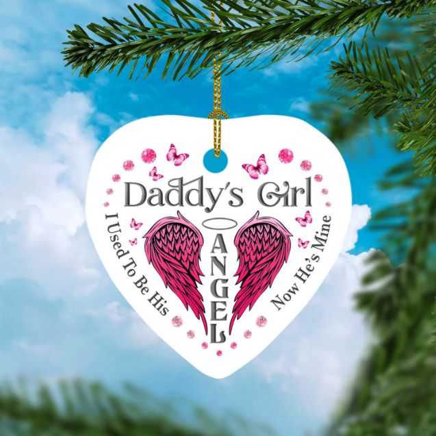 Butterfly Daddy's Girl Memorial Christmas Ceramic Ornament