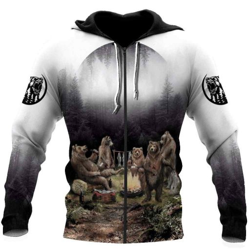 Camping All Over Printed Unisex Hoodie Camping Bears