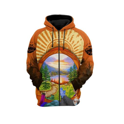 Camping All Over Printed Unisex Hoodie Tent View