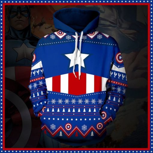 Captain America Christmas 3D All Over Print Hoodie