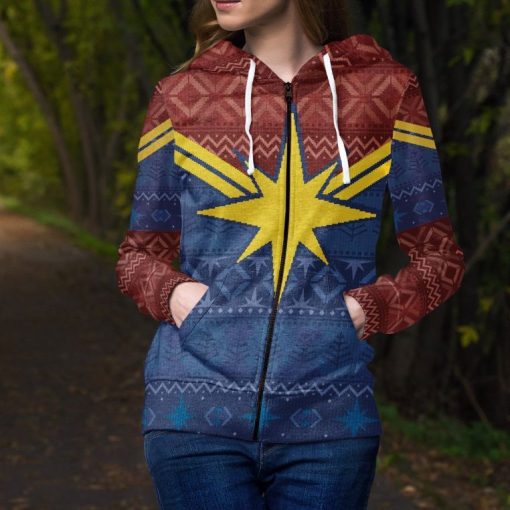 Captain Marvel Sign Protector of Christmas Skies Unisex Pullover And Zipped Hoodie