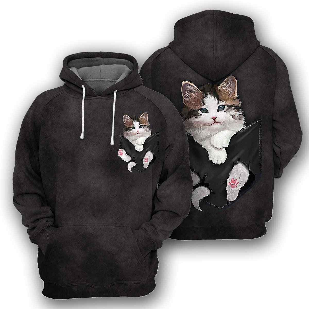 Cat Pocket All Over Print Unisex Hoodie Cat Lovers