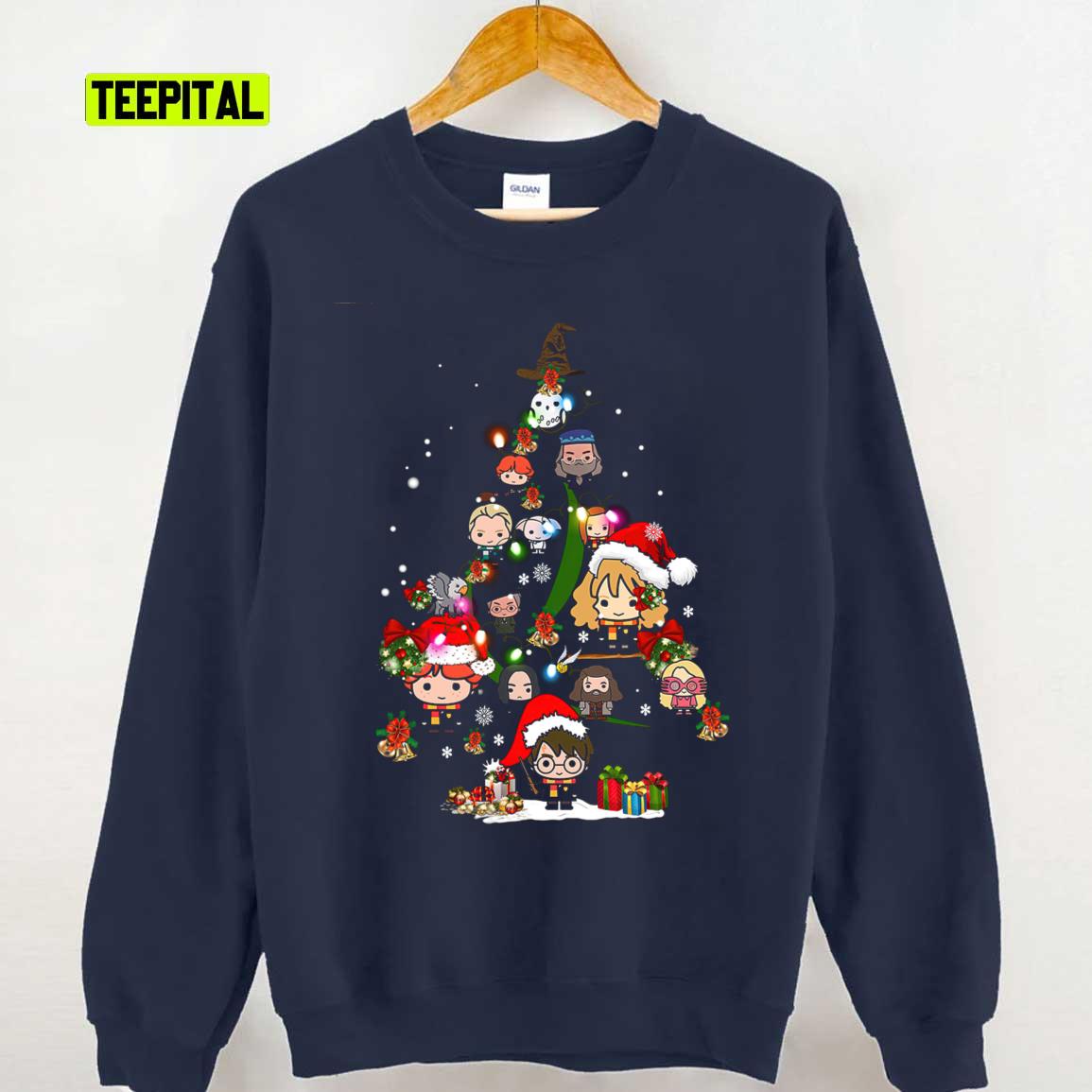 Chibi Harry And Friends Tree Christmas 2021 Unisex T-Shirt