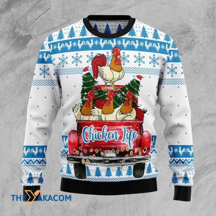 Chicken Life Awesome All Over Printed Xmas Sweater