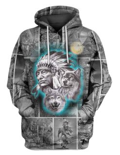 Chief & Wolf Native American All Over Printed Unisex Hoodie