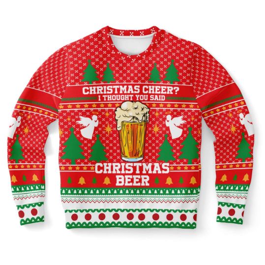 Christmas Cheer I Thought You Said Beer Ugly Wool Knitted Sweater