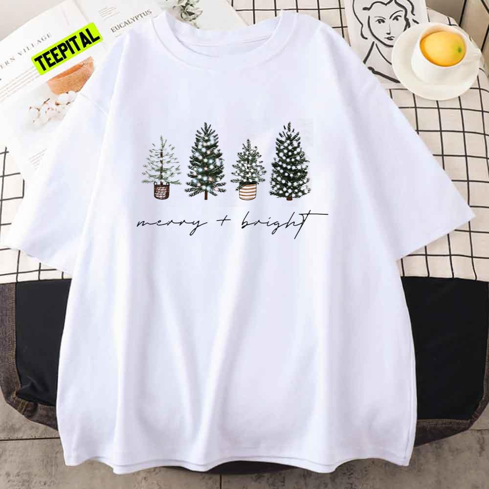 christmas tree merry and bright holiday tshirt 4557k46886