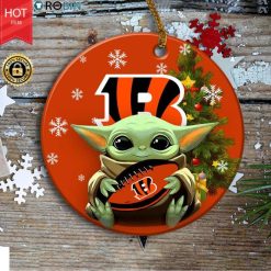 Cincinnati Bengals Baby Yoda Christmas Ceramic Ornament
