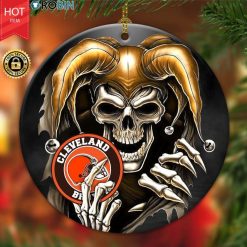Cleveland Browns Nfl Skull Joker Christmas Ceramic Ornament