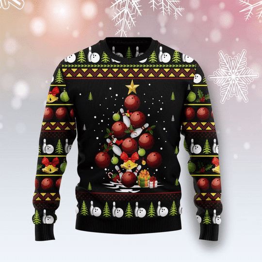 Colorful Bowling Tree 3D Christmas Sweater