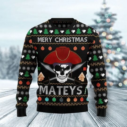 Creepy Pirate Skull 3D Christmas Sweater