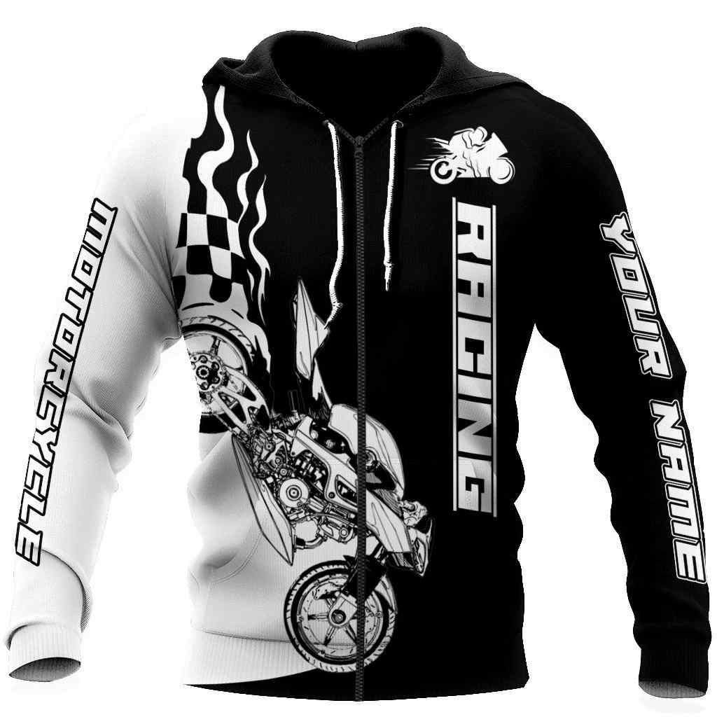 Customize Name Motorcycle Racing All Over Printed Unisex Hoodie Born To Race
