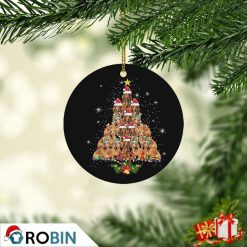Dachshund Christmas Tree Lights Pajamas Christmas Ceramic Ornament