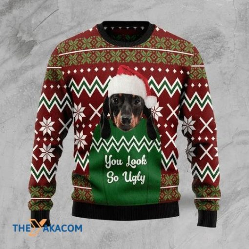 Dachshund You Look So Ugly 3D Christmas Sweater