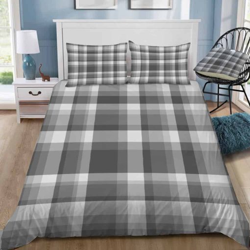 Dark Gray Plaid Bedding Set